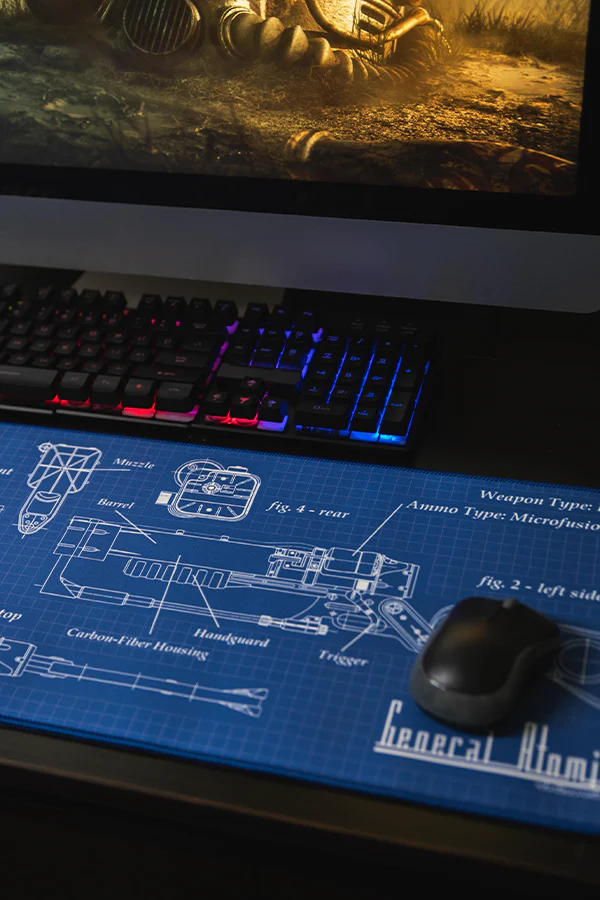Fallout Laser Rifle Schematics Oversized Mouse Pad - Image 3